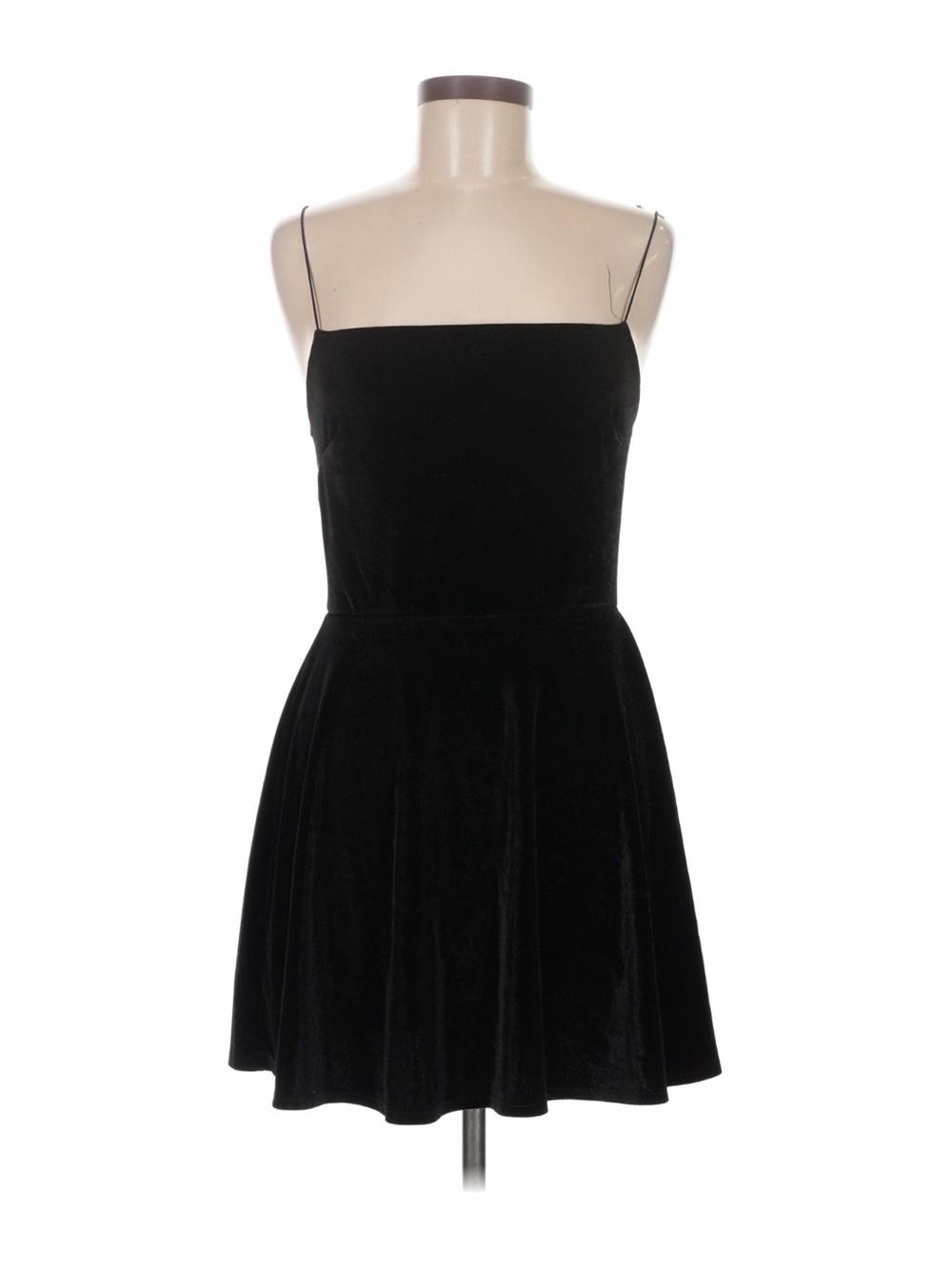Urban Outfitters Classic Black Velvet Spaghetti Strap Skater Dress S
